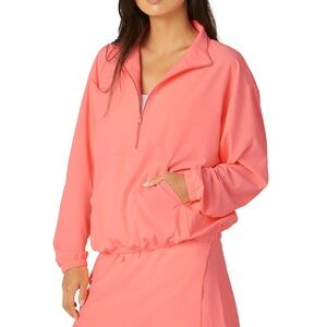 Beyond Yoga In Stride Half Zip Pullover in  Electric Peach Size Small